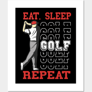 Eat Sleep Golf Repeat vintage Design Posters and Art